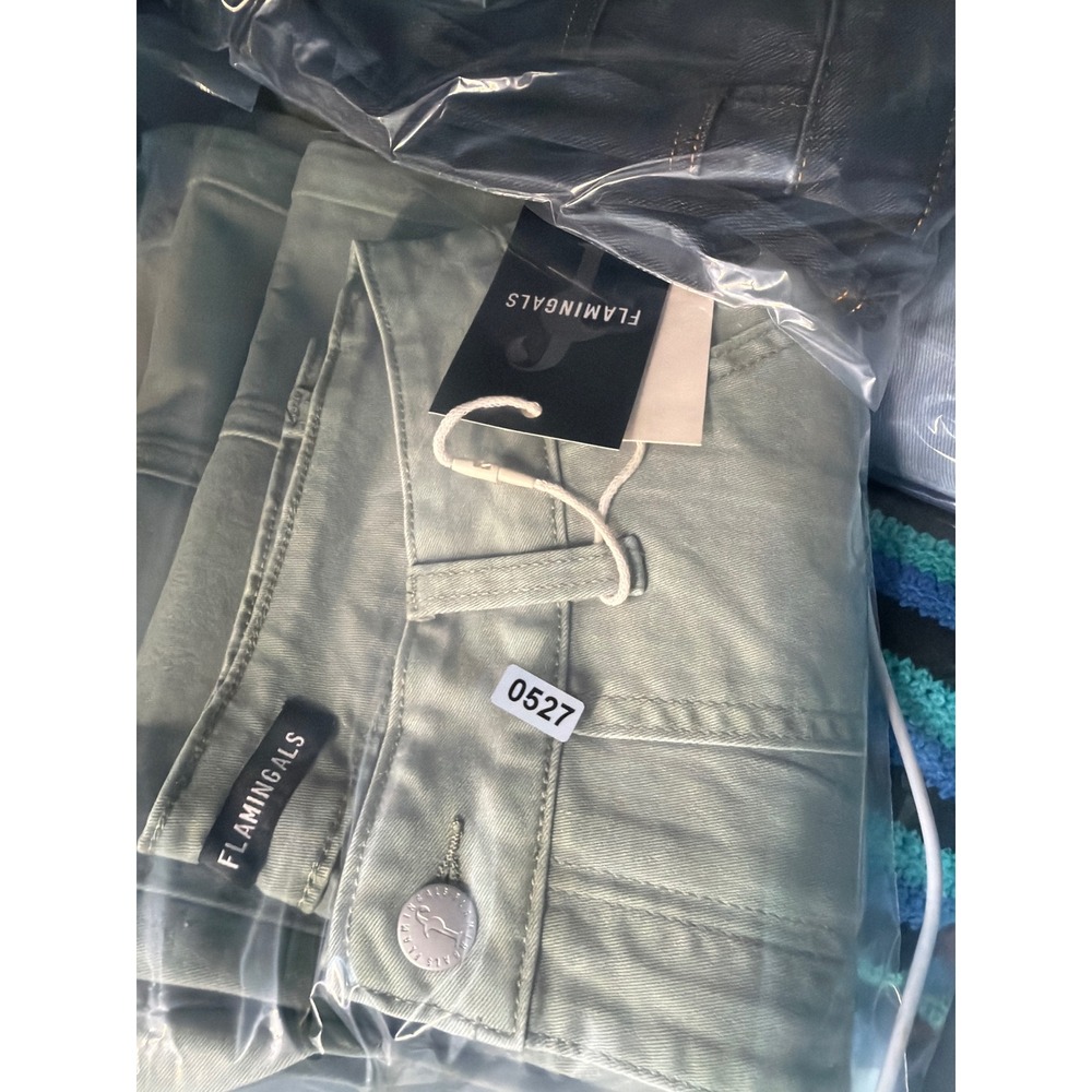 Flamingals Green Seam Front Patch Pocket Mid Rise Wide Leg Pants S 273608 HYL - Picture 6 of 7